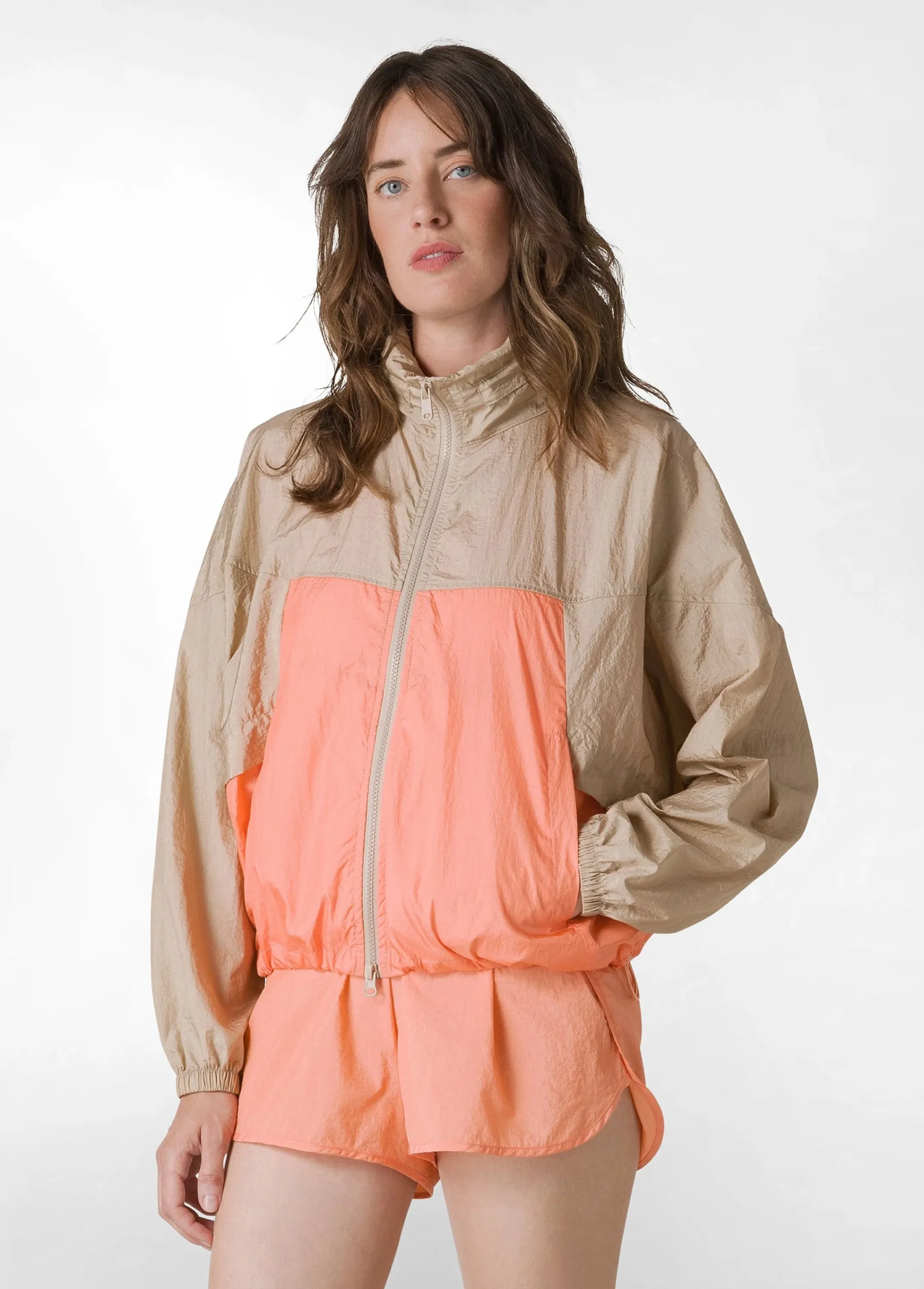 Cheap Giubbino Bicolore In Nylon Arancio Donna Giacche E Giubbotti