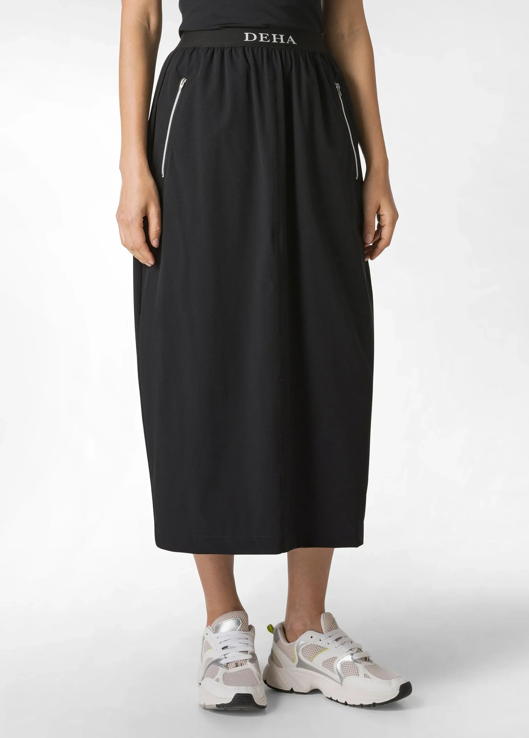 Shop Gonna In Nylon Con Logo Nero Donna Vestiti, Gonne E Tute