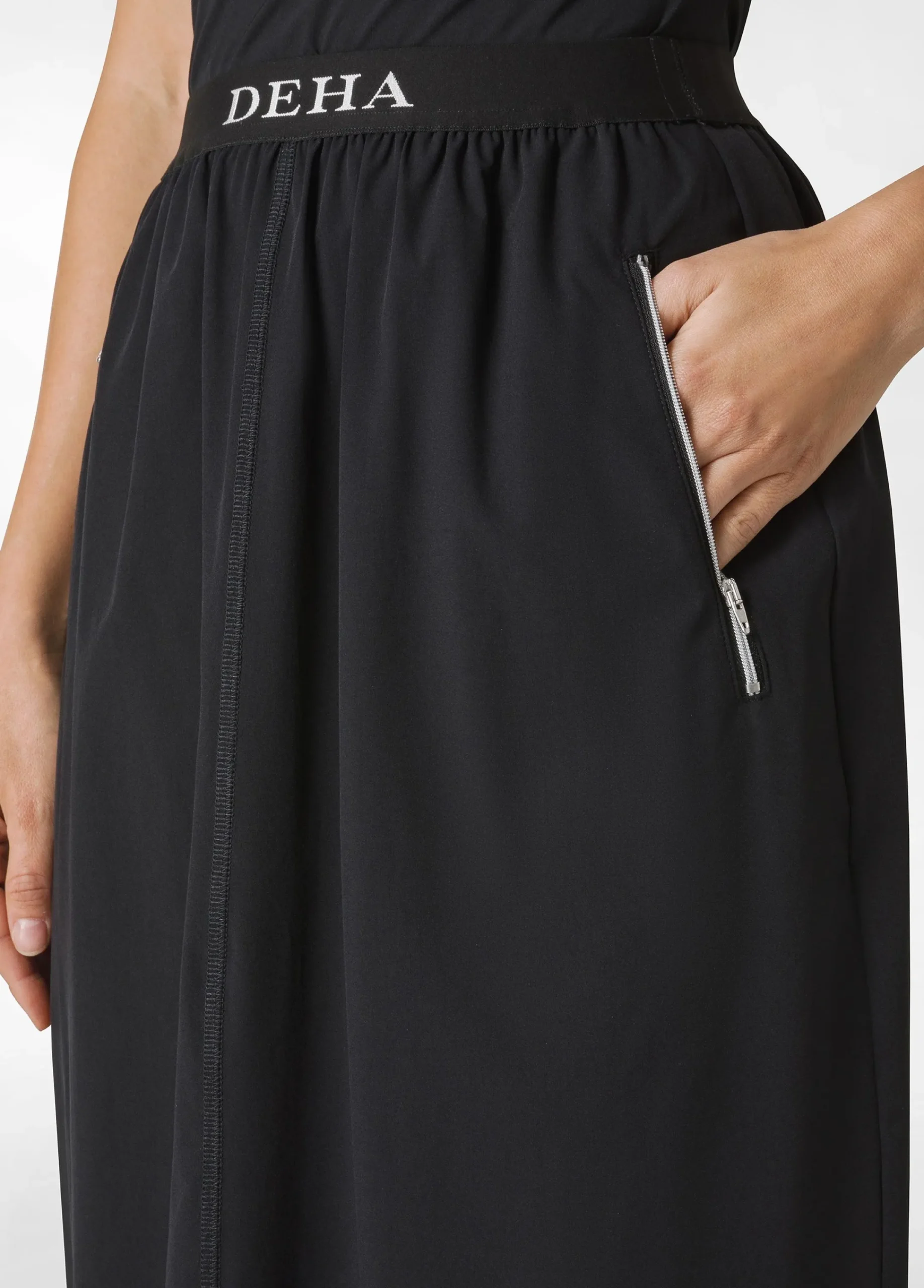 Shop Gonna In Nylon Con Logo Nero Donna Vestiti, Gonne E Tute