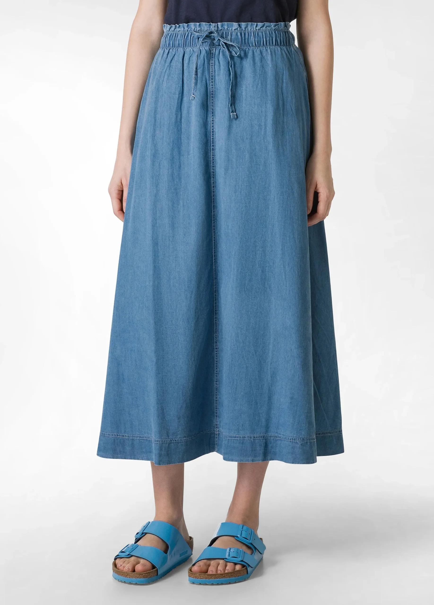 Outlet Gonna Lunga In Denim Lyocell Blu Donna Vestiti, Gonne E Tute
