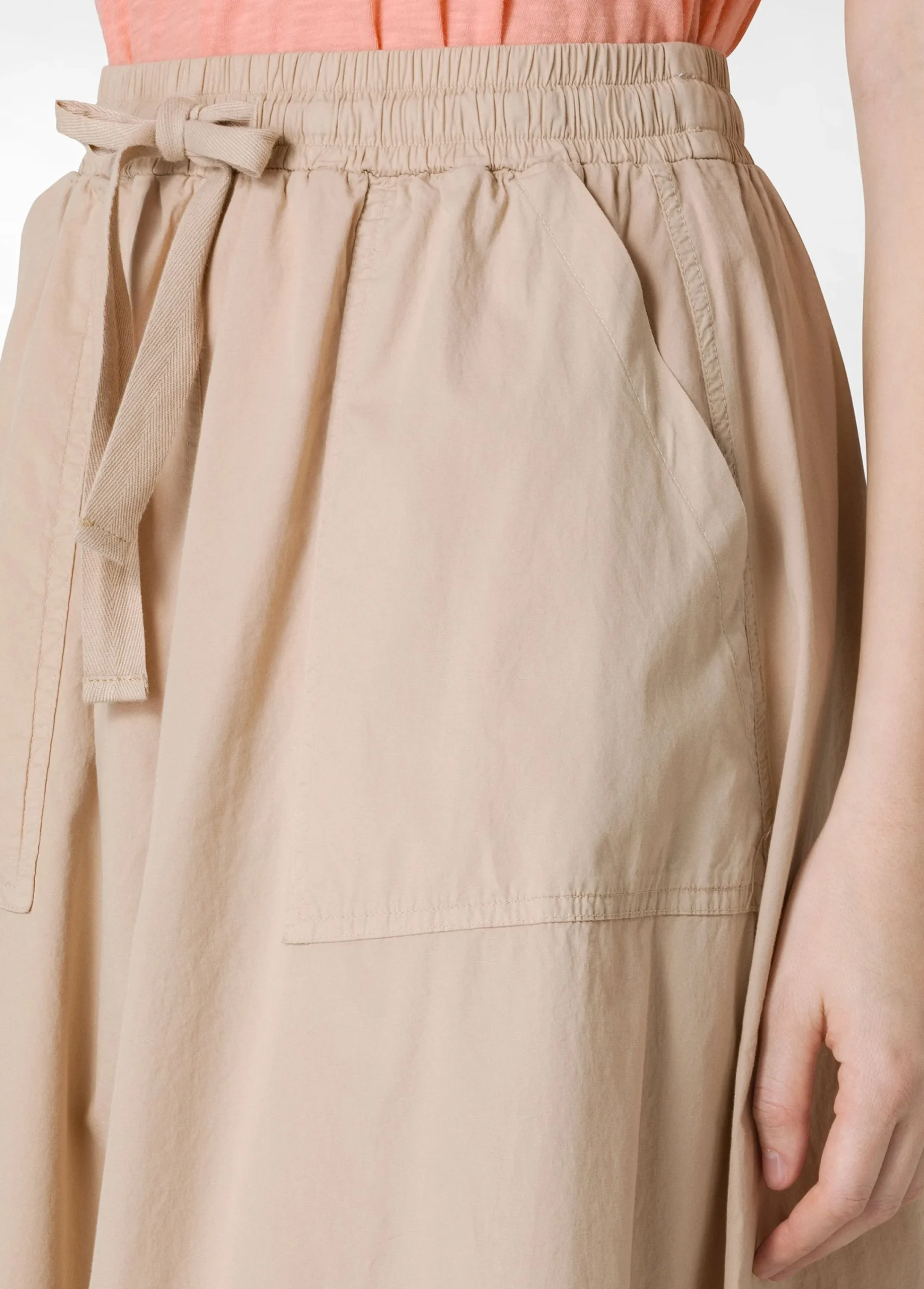 Online Gonna Lunga In Popeline Beige Donna Vestiti, Gonne E Tute