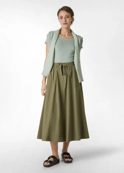 Outlet Gonna Lunga In Popeline Verde Donna Vestiti, Gonne E Tute