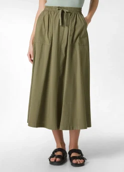 Outlet Gonna Lunga In Popeline Verde Donna Vestiti, Gonne E Tute