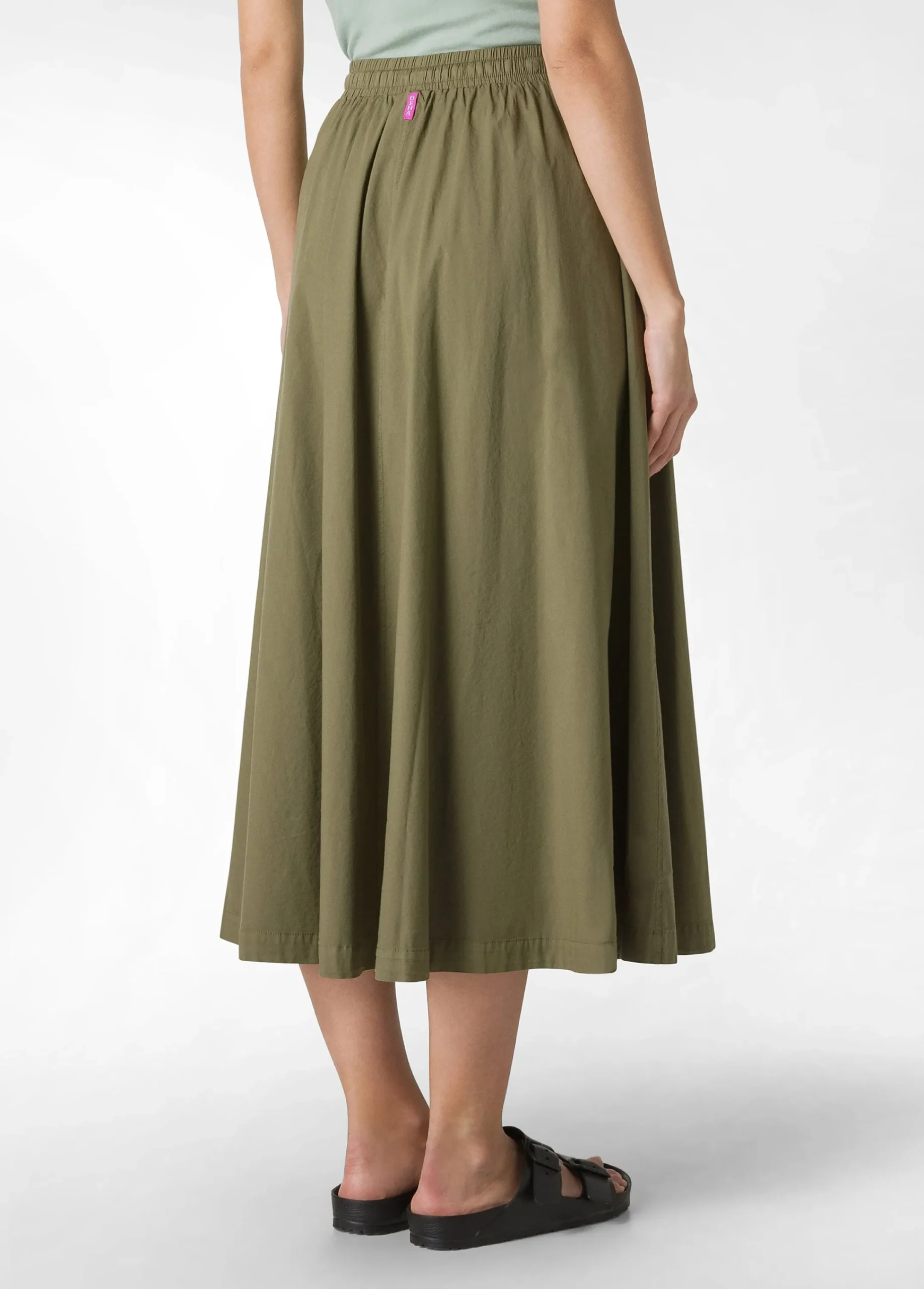 Outlet Gonna Lunga In Popeline Verde Donna Vestiti, Gonne E Tute