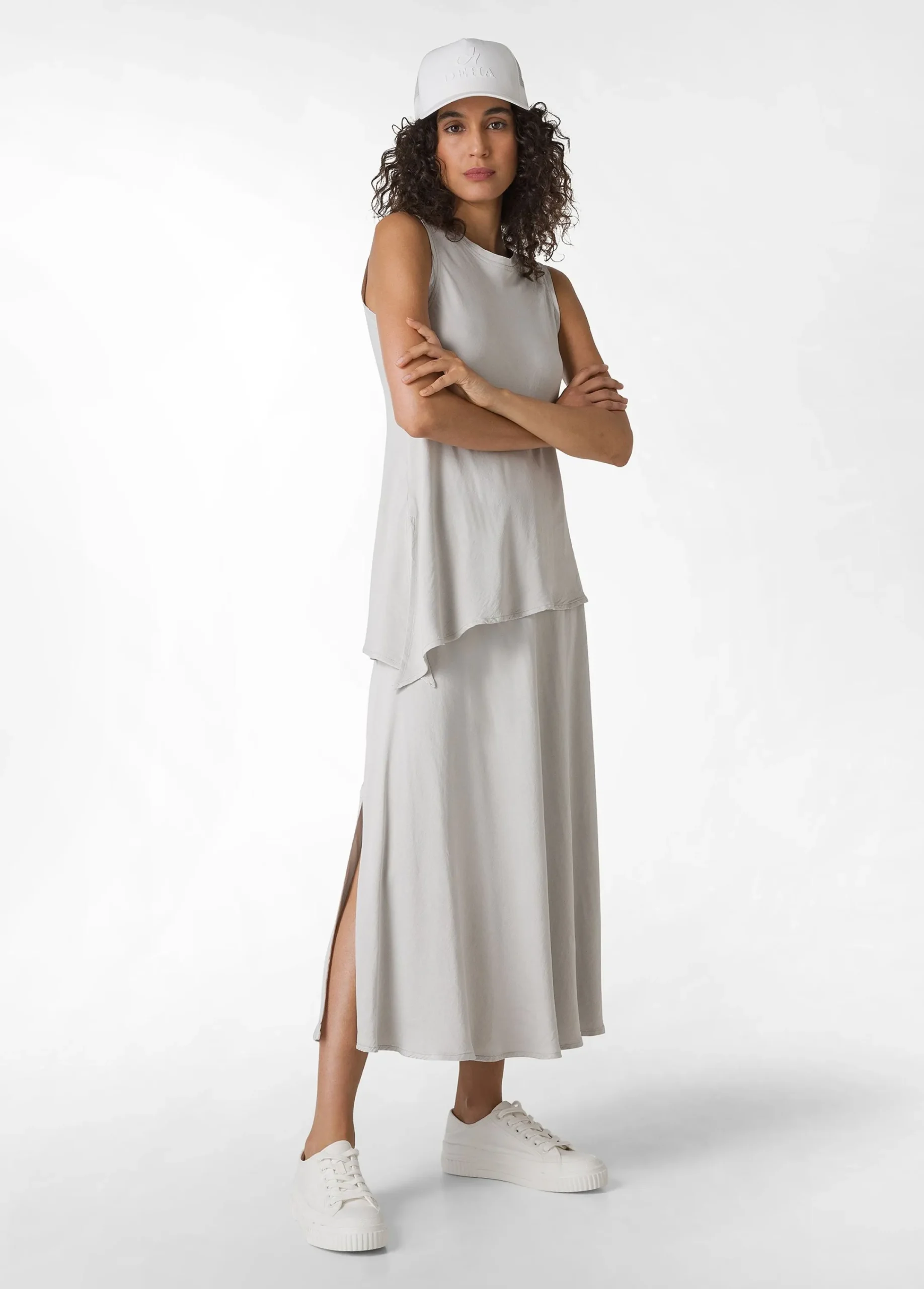 Shop Gonna Lunga In Raso Grigio Donna Vestiti, Gonne E Tute