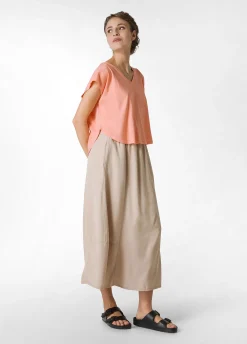 Online Gonna Lunga In Twill Tencel Beige Donna Vestiti, Gonne E Tute