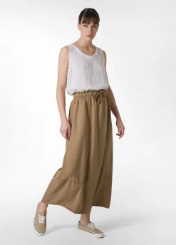 New Gonna Lunga In Twill Tencel Marrone Donna Vestiti, Gonne E Tute
