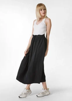 Outlet Gonna Lunga In Twill Tencel Nero Donna Vestiti, Gonne E Tute