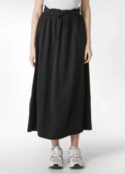 Outlet Gonna Lunga In Twill Tencel Nero Donna Vestiti, Gonne E Tute