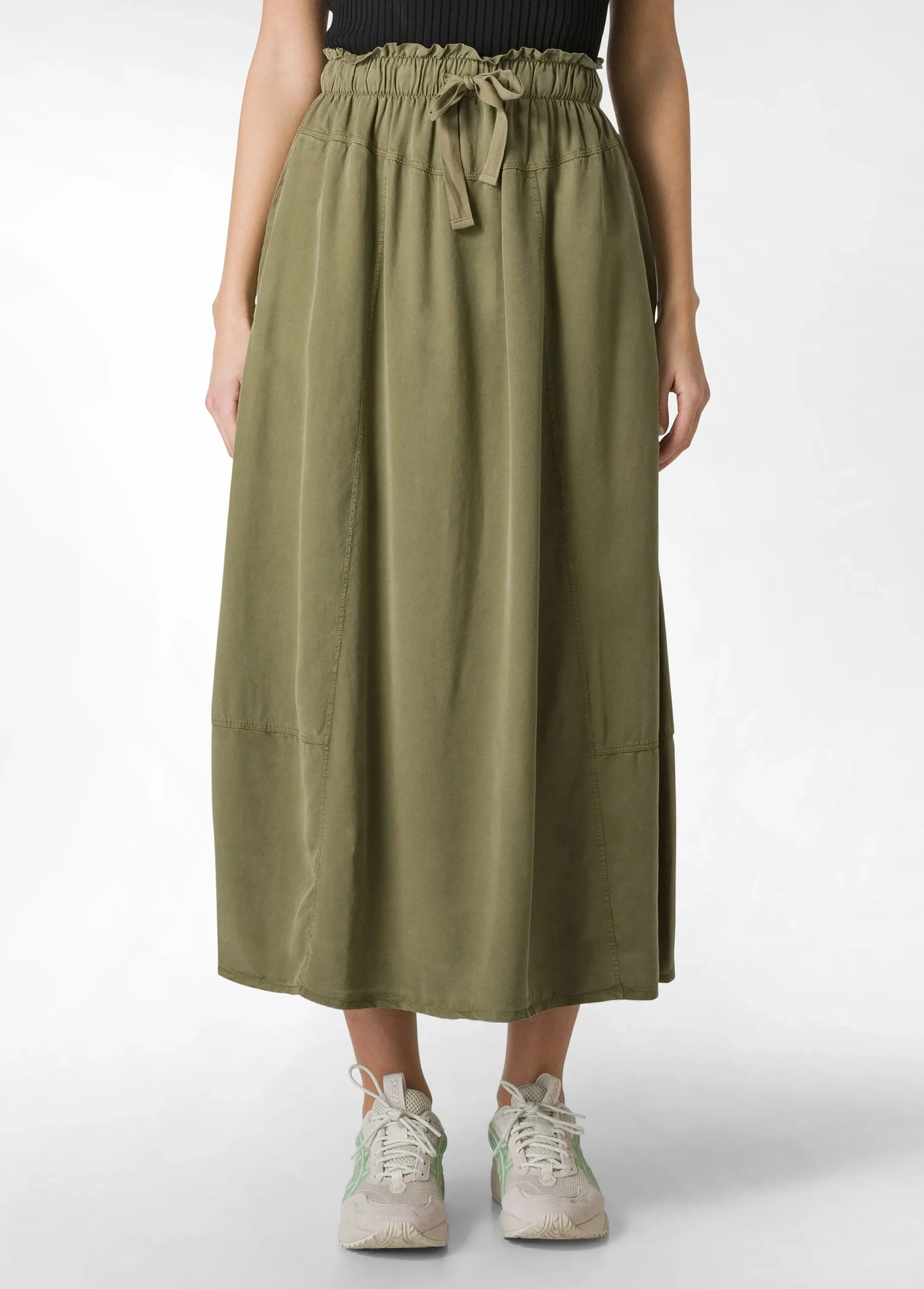 Discount Gonna Lunga In Twill Tencel Verde Donna Vestiti, Gonne E Tute