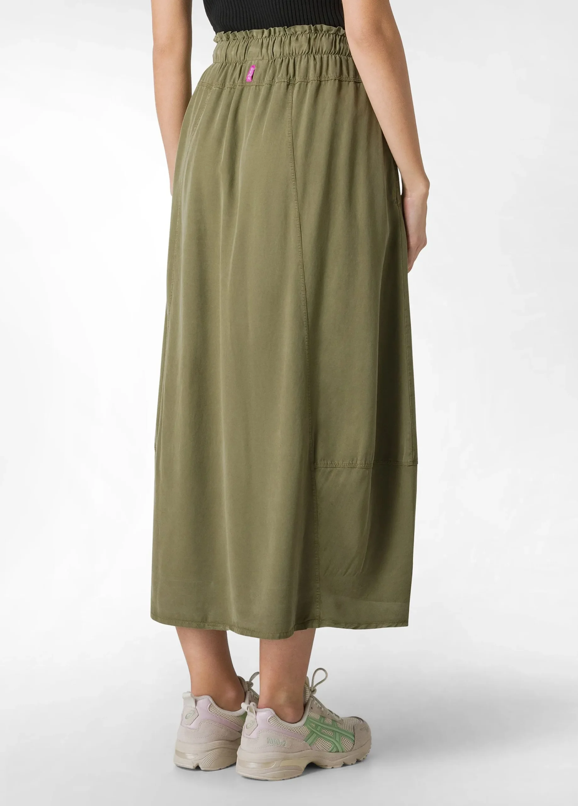 Discount Gonna Lunga In Twill Tencel Verde Donna Vestiti, Gonne E Tute