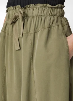 Discount Gonna Lunga In Twill Tencel Verde Donna Vestiti, Gonne E Tute
