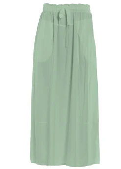 Sale Gonna Lunga In Twill Tencel Verde Donna Vestiti, Gonne E Tute