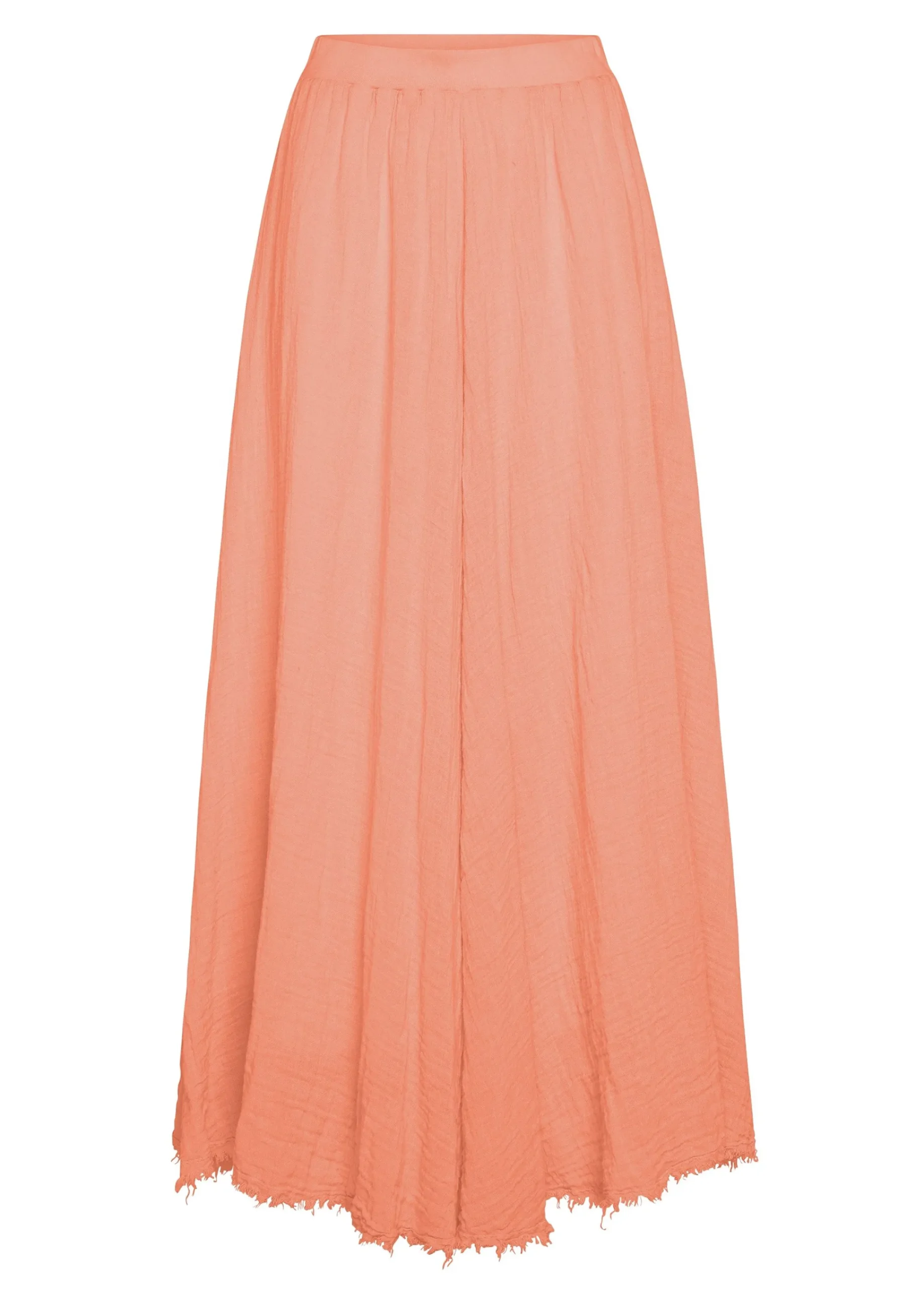 Discount Gonna Sfrangiata In Lino Arancio Donna Vestiti, Gonne E Tute