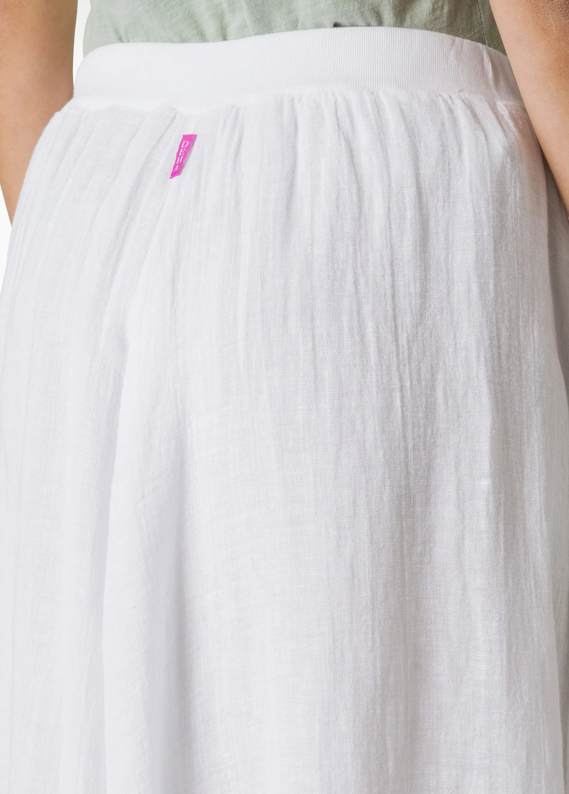 Outlet Gonna Sfrangiata In Lino Bianco Donna Vestiti, Gonne E Tute