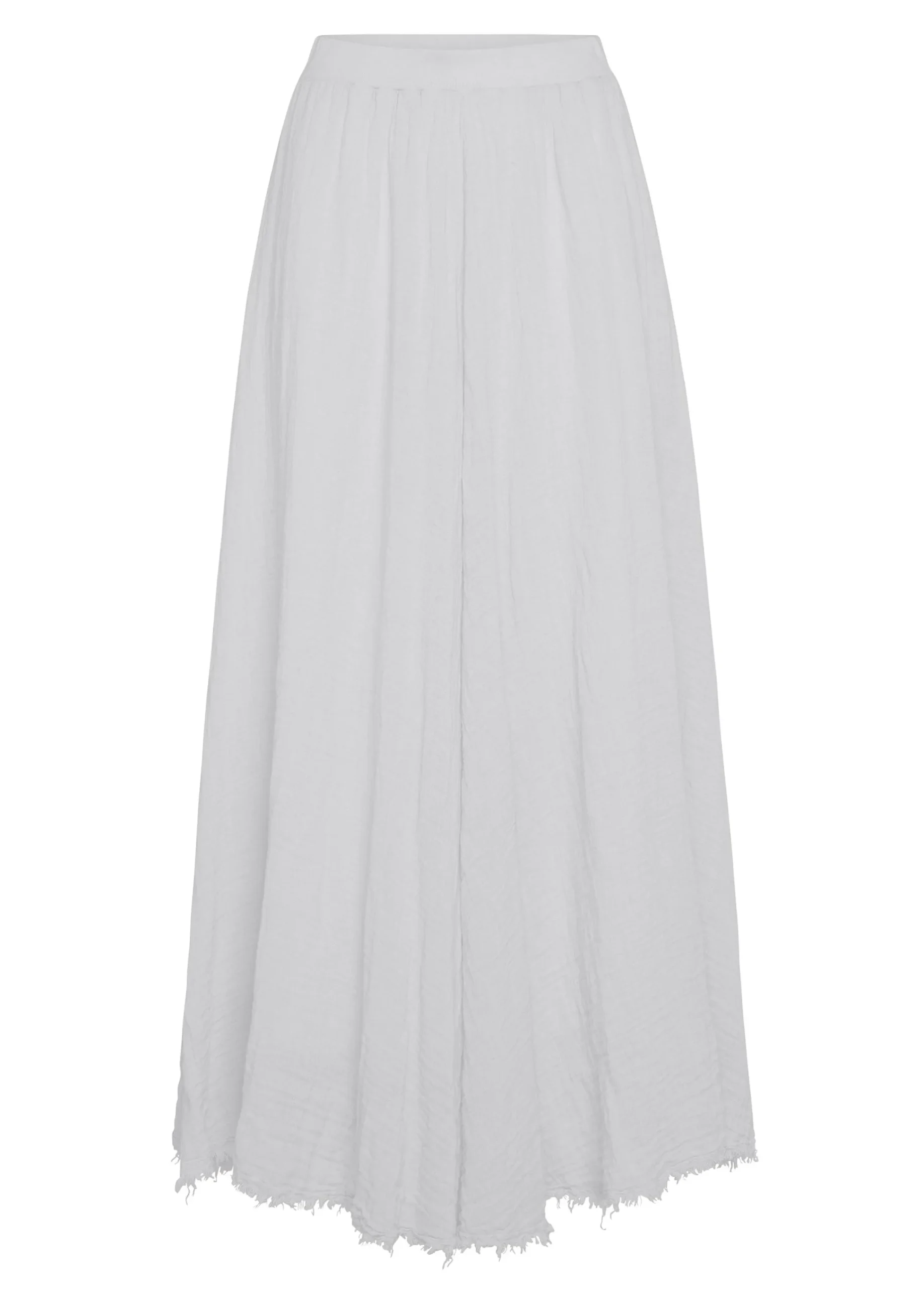 Outlet Gonna Sfrangiata In Lino Bianco Donna Vestiti, Gonne E Tute