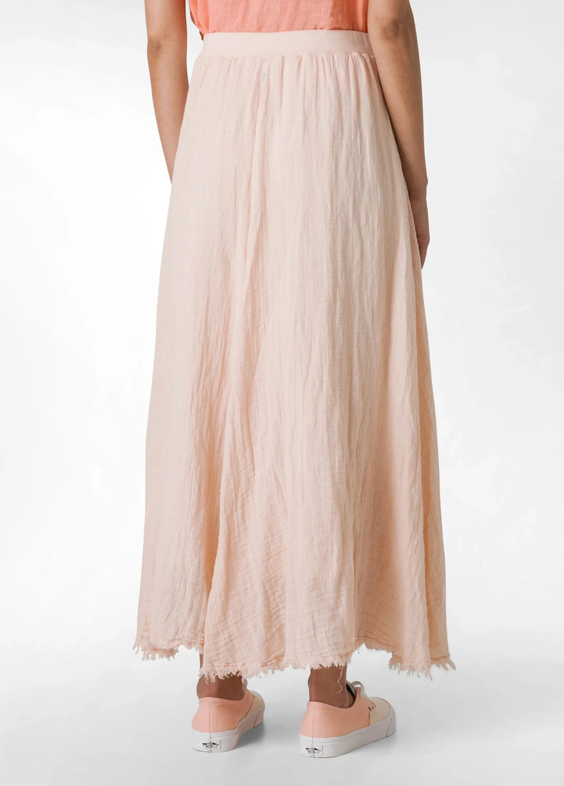 Outlet Gonna Sfrangiata In Lino Rosa Donna Vestiti, Gonne E Tute