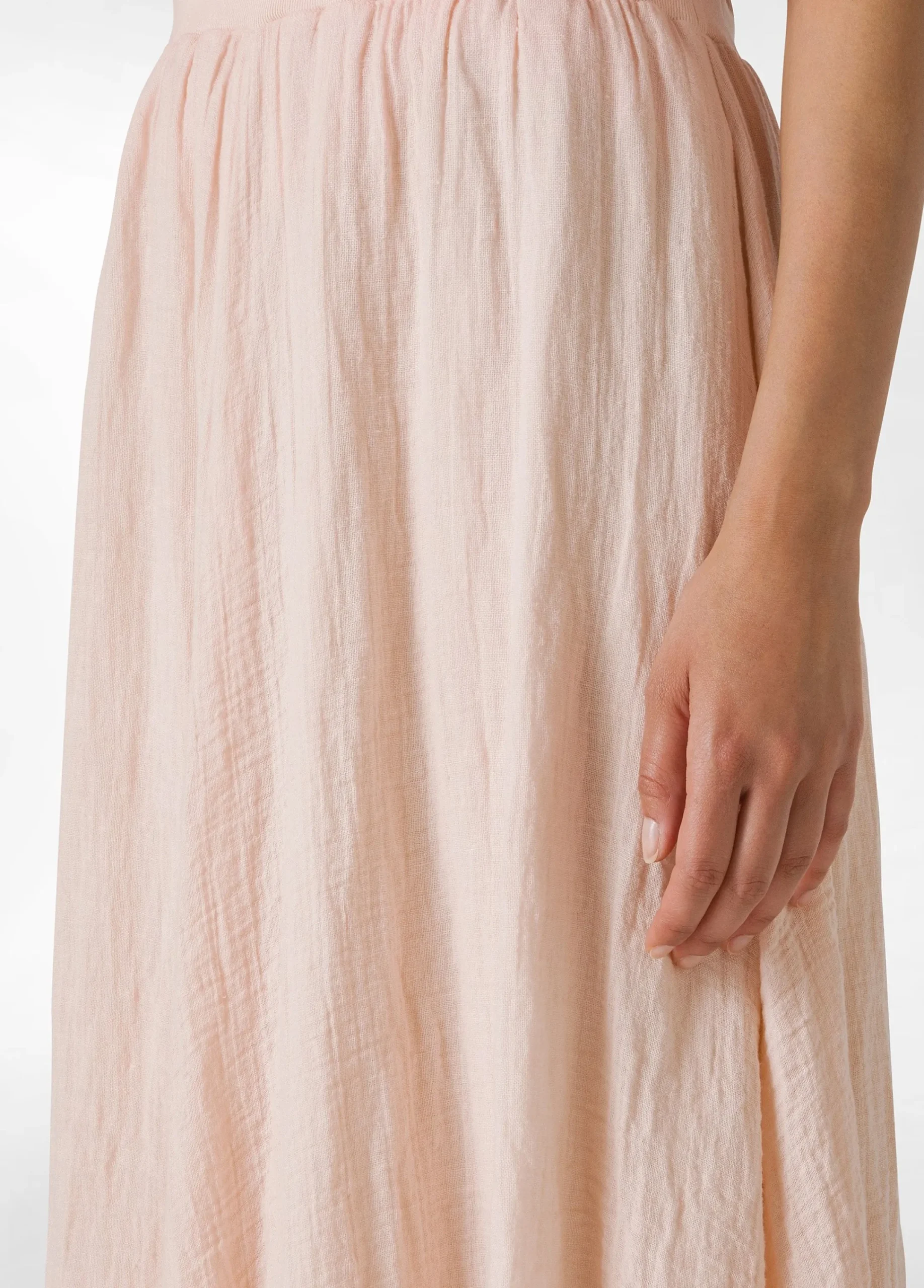 Outlet Gonna Sfrangiata In Lino Rosa Donna Vestiti, Gonne E Tute