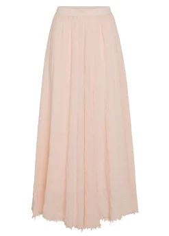 Outlet Gonna Sfrangiata In Lino Rosa Donna Vestiti, Gonne E Tute