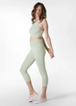 Fashion Leggings 7/8 Effetto Vintage Verde Donna Leggings & Pantaloni Sportivi