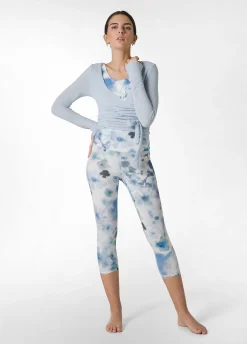 Online Leggings 7/8 In Microfibra Riciclata Stampata Blu Donna Leggings & Pantaloni Sportivi