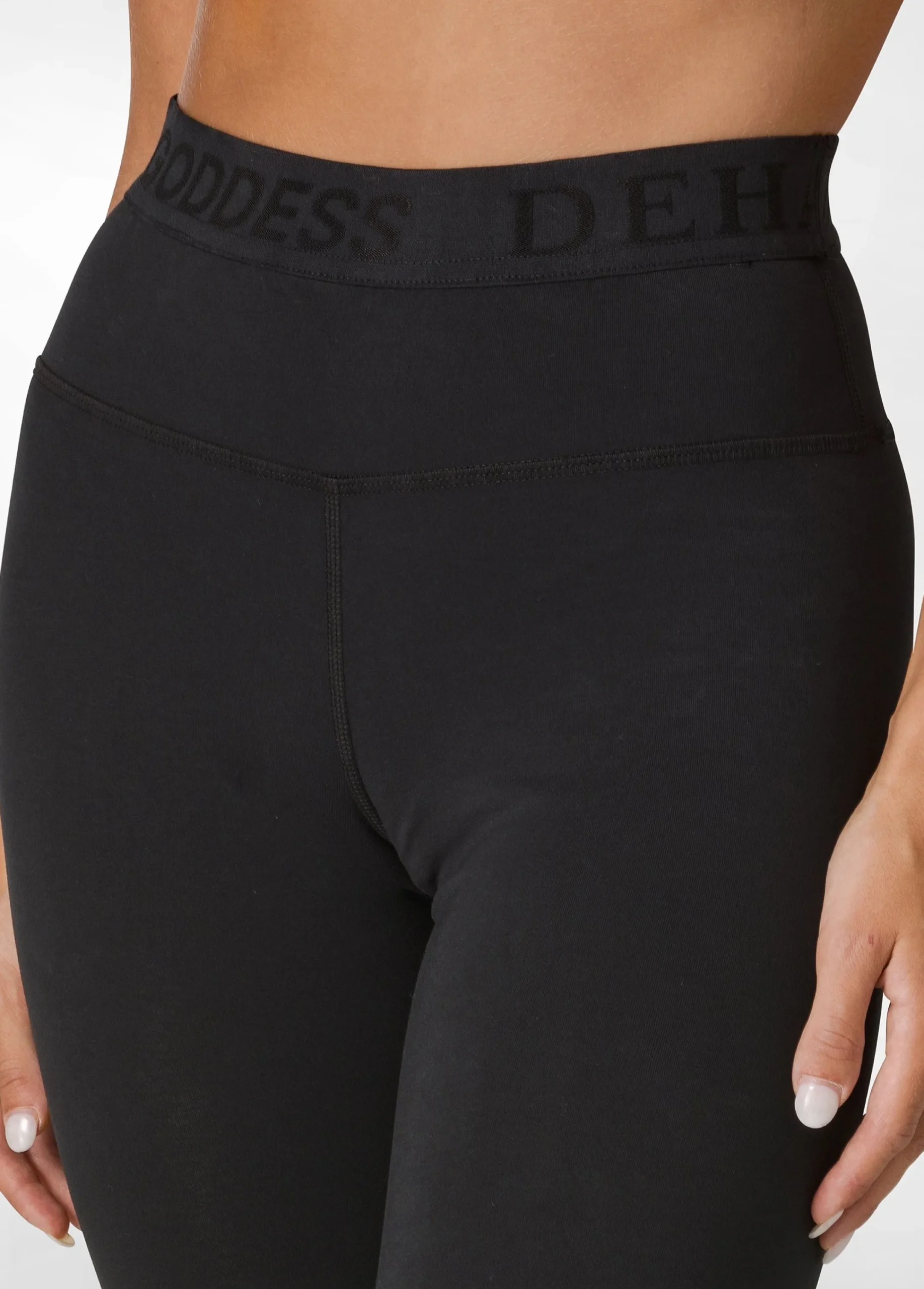 Cheap Leggings 7/8 Jersey-Stretch Nero Donna Leggings & Pantaloni Sportivi