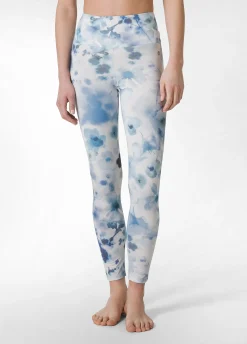 Shop Leggings Yoga In Microfibra Riciclata Stampata Blu Donna Leggings & Pantaloni Sportivi