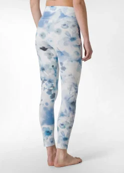 Shop Leggings Yoga In Microfibra Riciclata Stampata Blu Donna Leggings & Pantaloni Sportivi