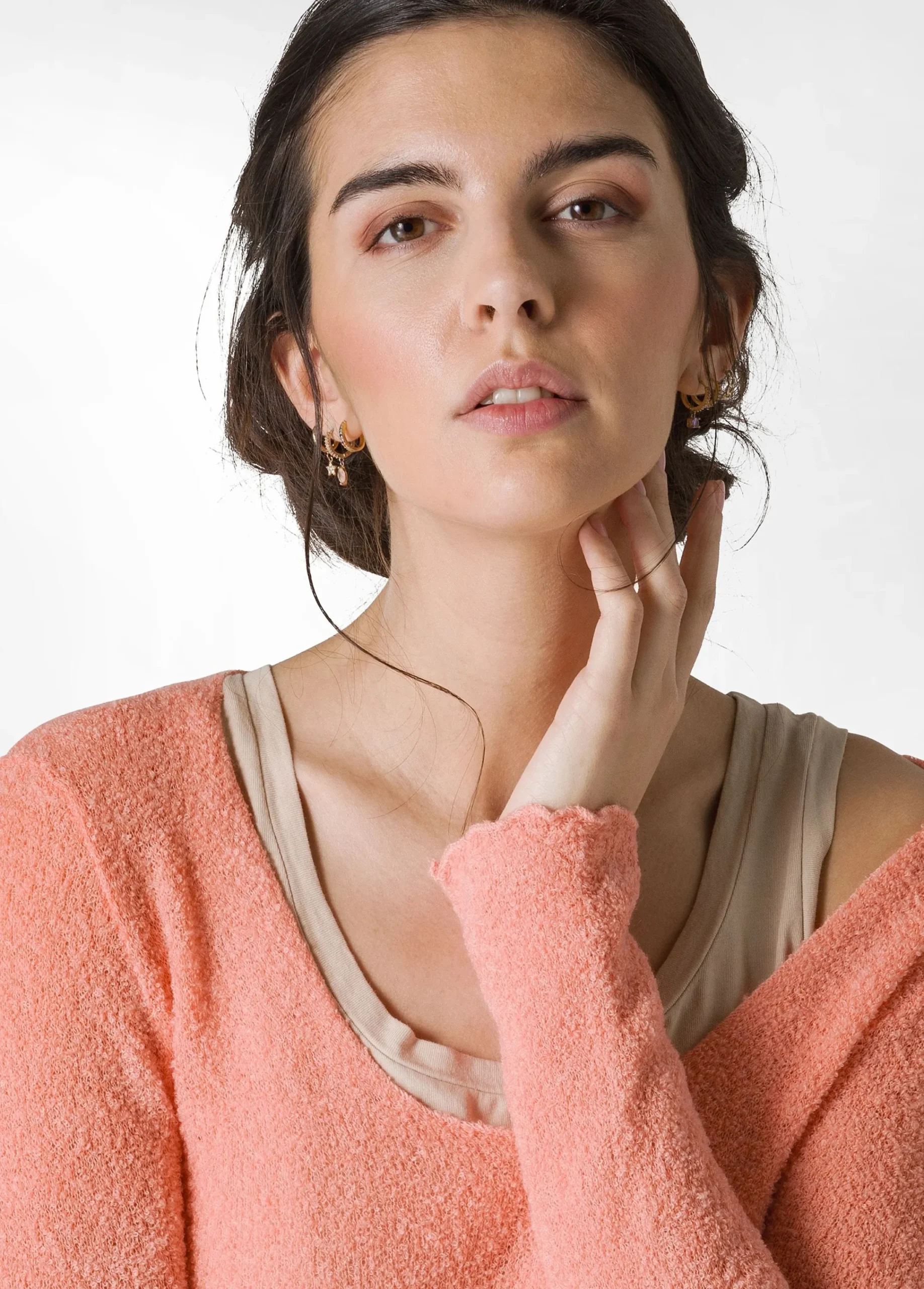 Hot Maglia Boucle' Arancio Donna Felpe & Maglieria