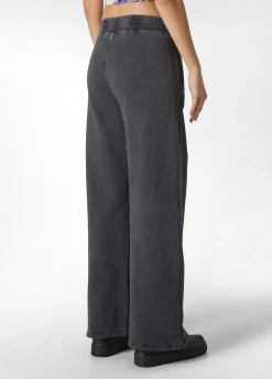 Hot Pantalone Ampio In Felpa Marmorizzata Nero Donna Pantaloni