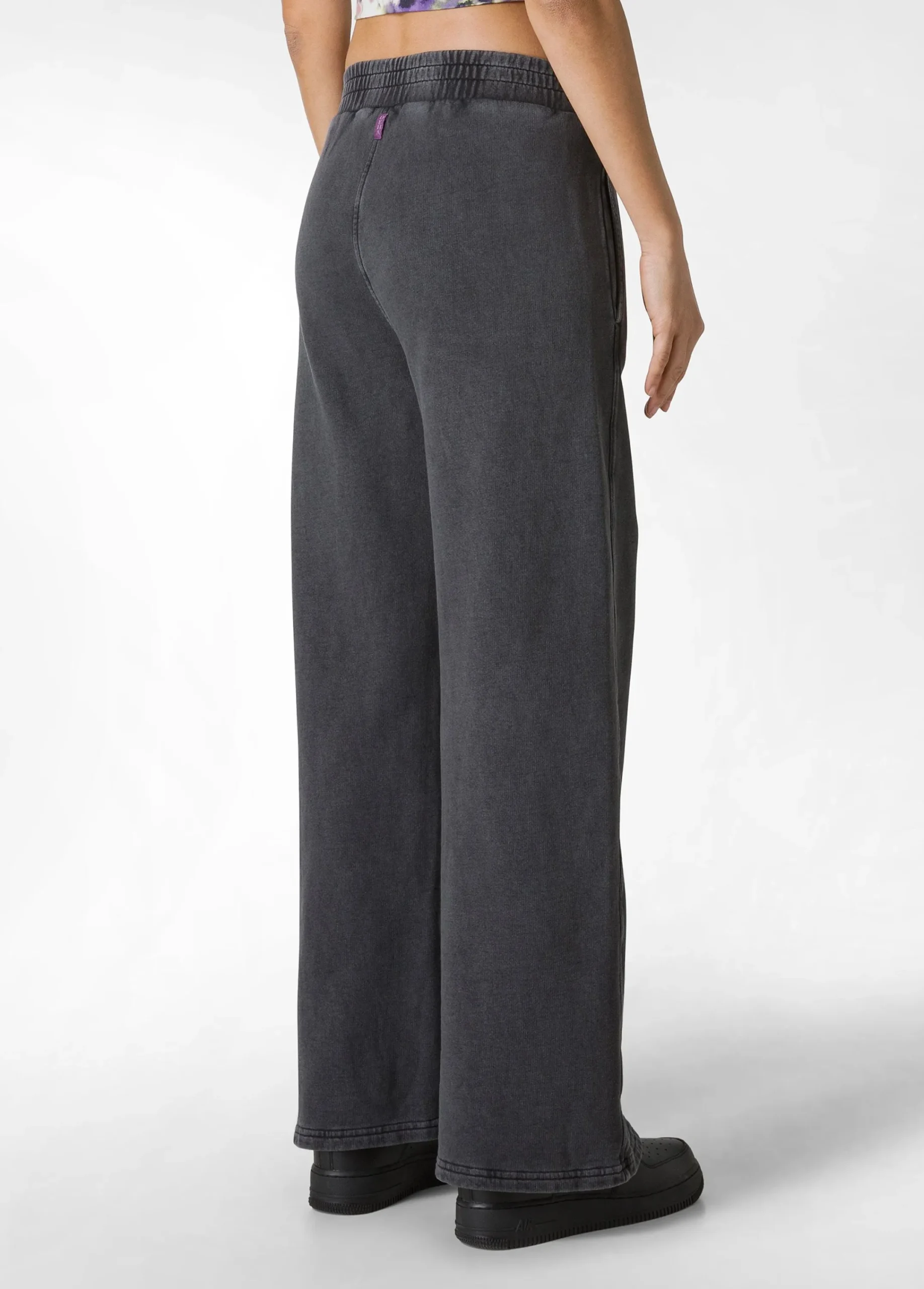 Hot Pantalone Ampio In Felpa Marmorizzata Nero Donna Pantaloni