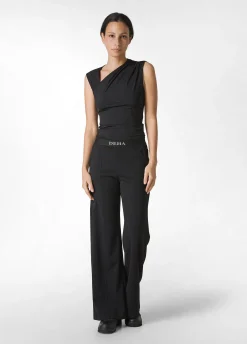 Clearance Pantalone Ampio Leggero In Punto Milano Nero Donna Pantaloni