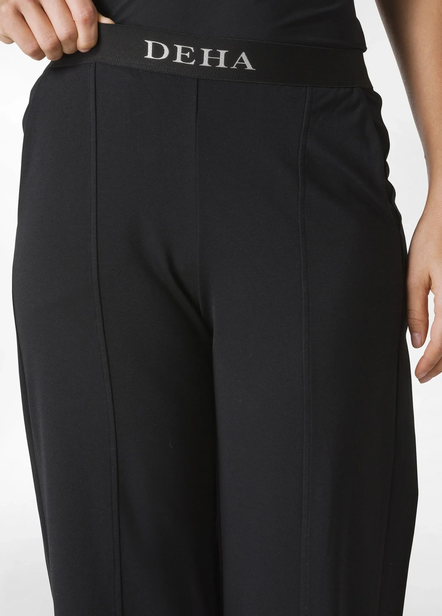 Clearance Pantalone Ampio Leggero In Punto Milano Nero Donna Pantaloni