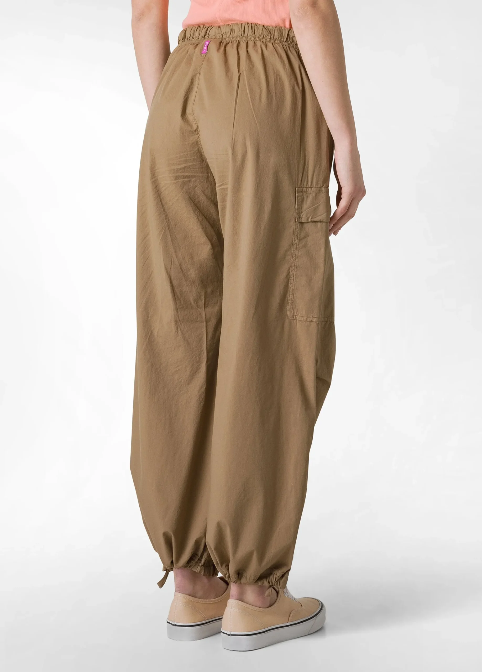 Best Sale Pantalone Cargo In Popeline Marrone Donna Pantaloni