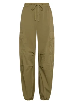 Best Sale Pantalone Cargo In Popeline Marrone Donna Pantaloni
