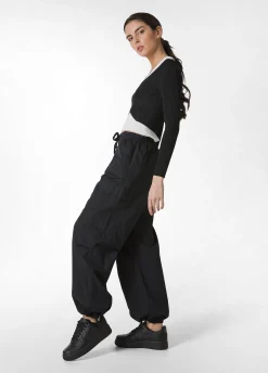 Cheap Pantalone Cargo In Popeline Nero Donna Pantaloni