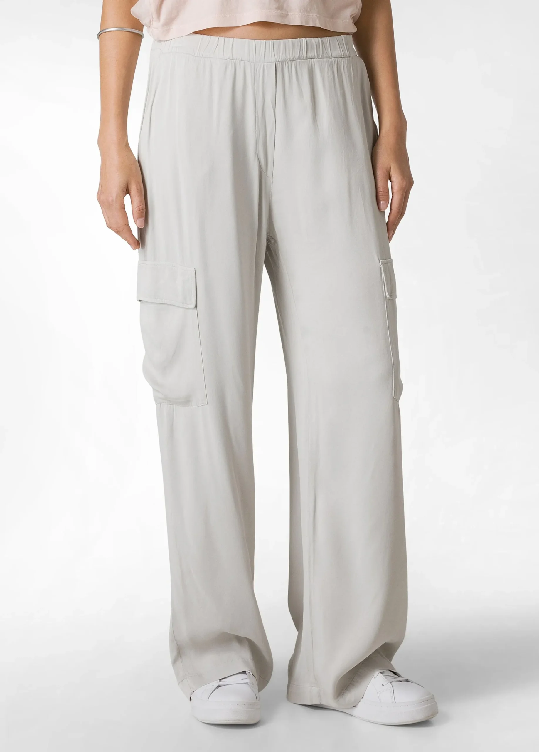 Cheap Pantalone Cargo In Raso Grigio Donna Pantaloni