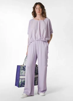 Cheap Pantalone Cargo In Raso Viola Donna Pantaloni