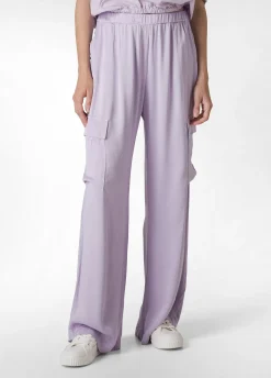 Cheap Pantalone Cargo In Raso Viola Donna Pantaloni