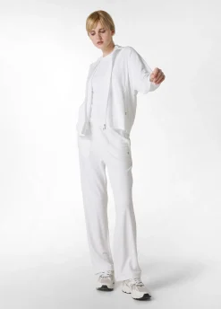 Fashion Pantalone Comfort Di Viscosa Gamba Dritta Bianco Donna Pantaloni