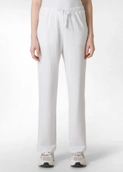 Fashion Pantalone Comfort Di Viscosa Gamba Dritta Bianco Donna Pantaloni