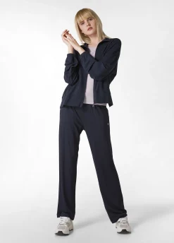 Online Pantalone Comfort Di Viscosa Gamba Dritta Blu Donna Pantaloni