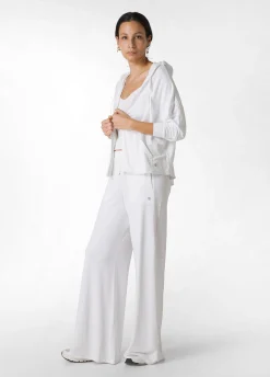 Flash Sale Pantalone Comfort Di Viscosa Gamba Larga Bianco Donna Pantaloni