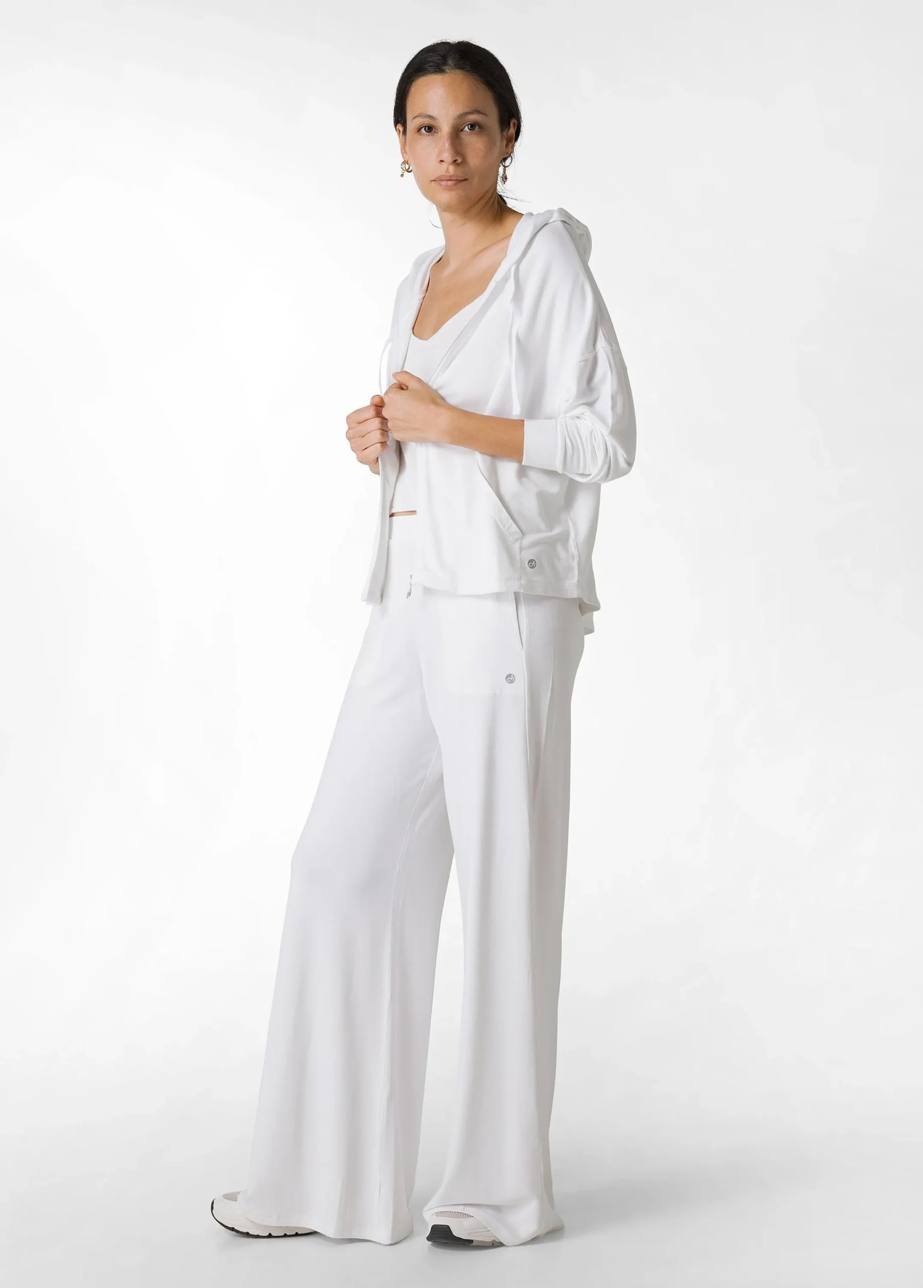 Flash Sale Pantalone Comfort Di Viscosa Gamba Larga Bianco Donna Pantaloni