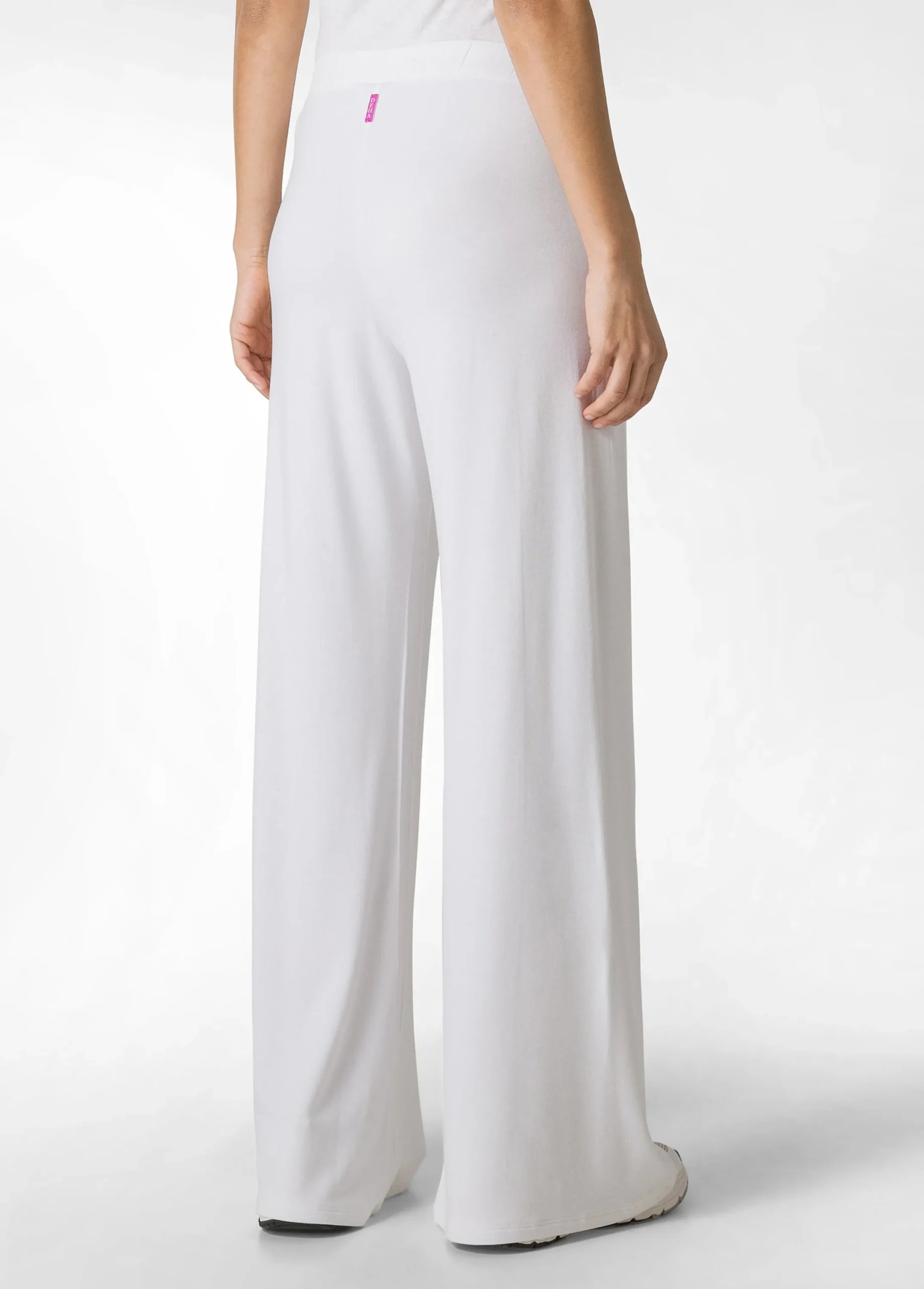 Flash Sale Pantalone Comfort Di Viscosa Gamba Larga Bianco Donna Pantaloni