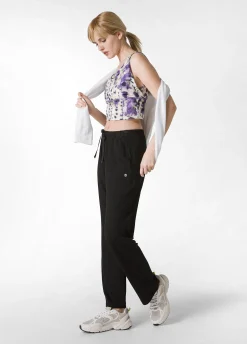 Fashion Pantalone Comfort Di Viscosa Gamba Dritta Nero Donna Pantaloni