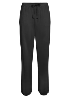 Fashion Pantalone Comfort Di Viscosa Gamba Dritta Nero Donna Pantaloni