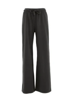 Hot Pantalone Core Gamba Larga In Jersey Nero Donna Pantaloni