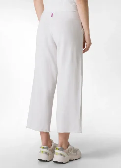 Shop Pantalone Cropped In Maglia Bianco Donna Pantaloni