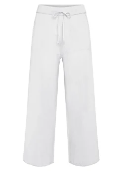 Shop Pantalone Cropped In Maglia Bianco Donna Pantaloni